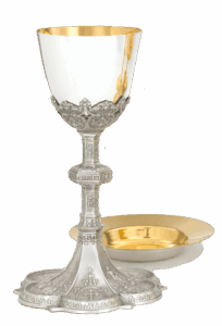 Chalice w/ 6 3/8" Well Paten, Silver, Gold-Line