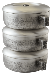 3pc. Stacking Ciboria Set, Silver-ox Gold Line-Textured